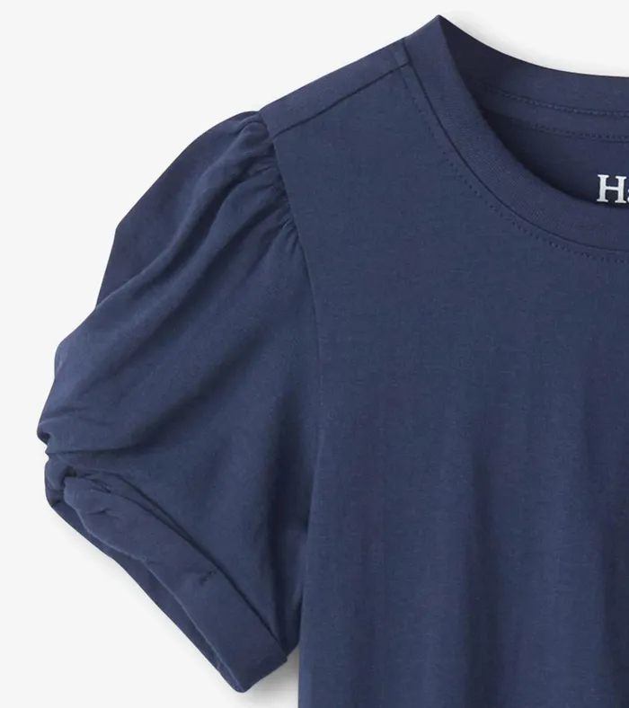 Hatley Girls Navy Twisted Sleeve Tee Girls Tops