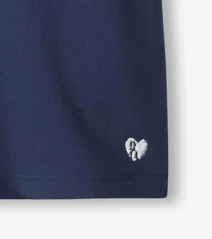 Hatley Girls Navy Twisted Sleeve Tee Girls Tops