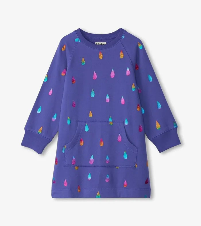 Hatley Girls Rainbow Raindrops Sweater Dress Girls Dresses