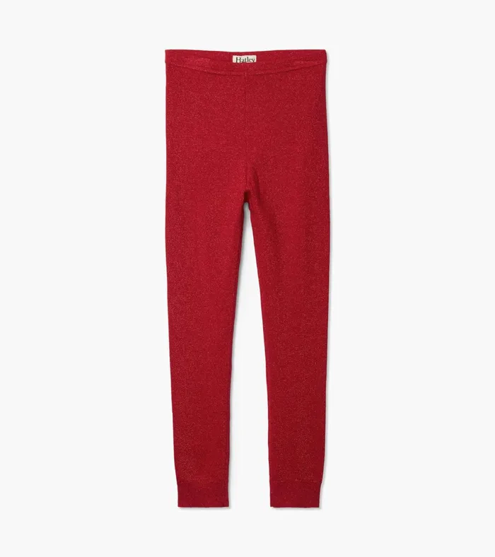 Hatley Girls Red Shimmer Knit Leggings Girls Bottoms