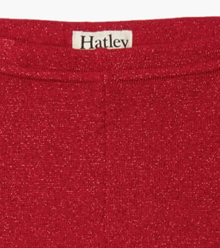 Hatley Girls Red Shimmer Knit Leggings Girls Bottoms
