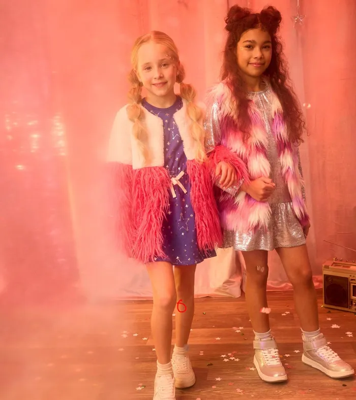 Hatley Girls Sheer Pink Faux Fur Jacket Girls Sweaters