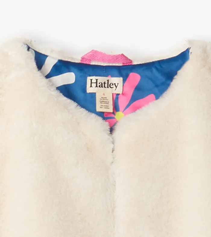 Hatley Girls Sheer Pink Faux Fur Jacket Girls Sweaters