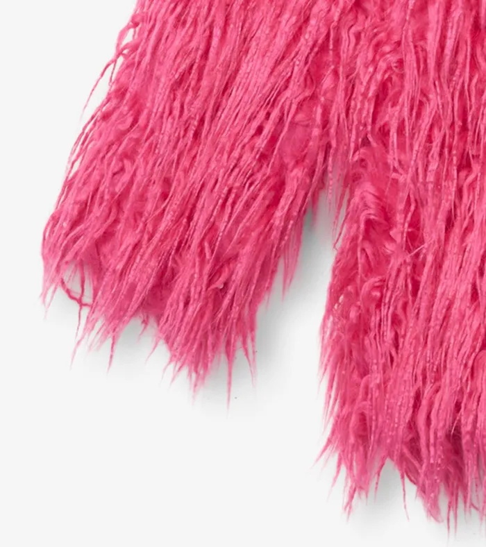 Hatley Girls Sheer Pink Faux Fur Jacket Girls Sweaters