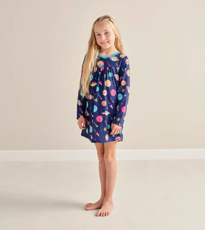 Hatley Interstellar Long Sleeve Girls Nightgown Girls Sleepwear