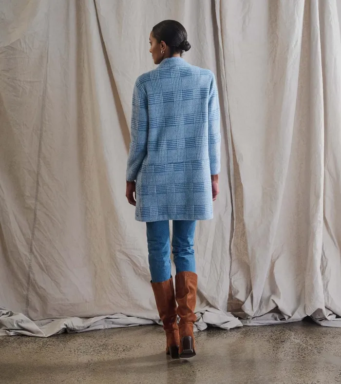 Hatley Open Front Jacket 8211 Blue Check Women Tops