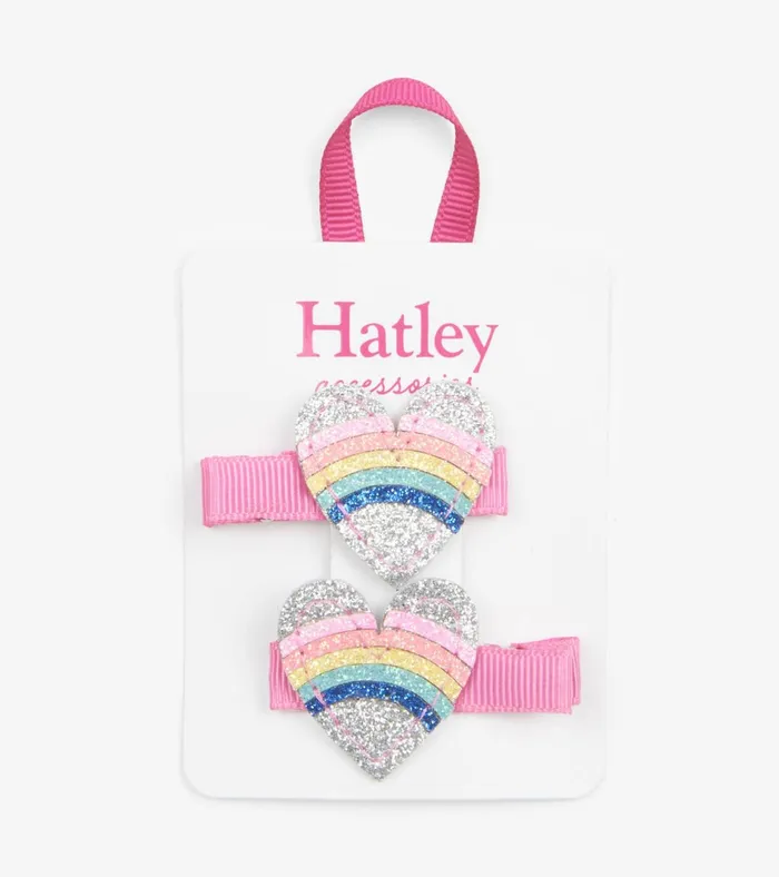 Hatley Rainbow Hearts Glitter Hair Clips Girls Accessories