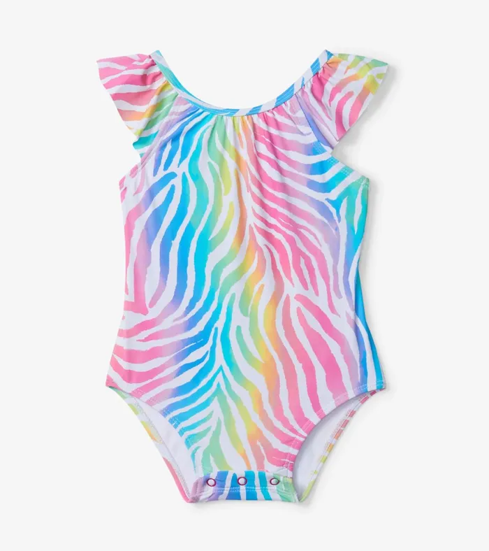Hatley Rainbow Zebra Baby Ruffle Swimsuit Baby and Toddler Swimwear