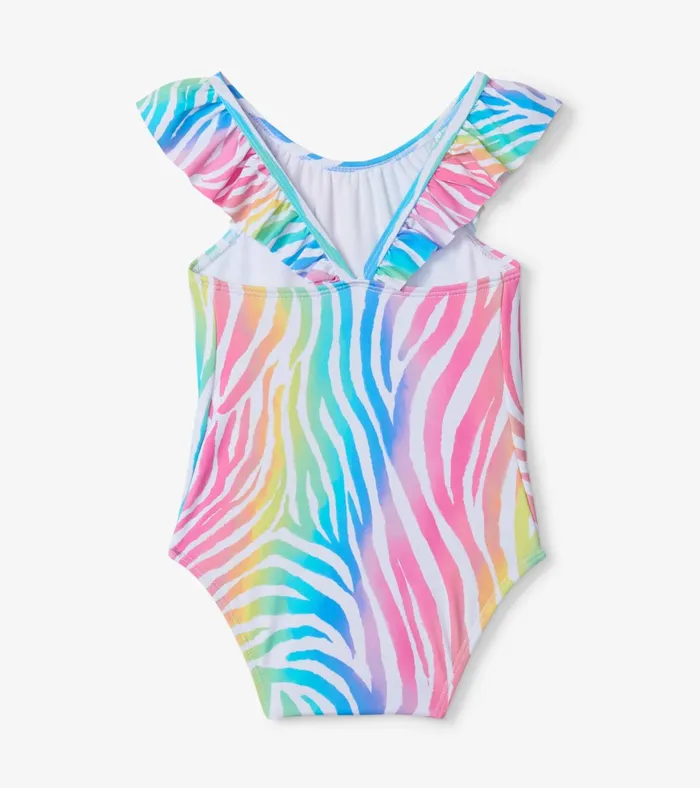 Hatley Rainbow Zebra Baby Ruffle Swimsuit Baby and Toddler Swimwear