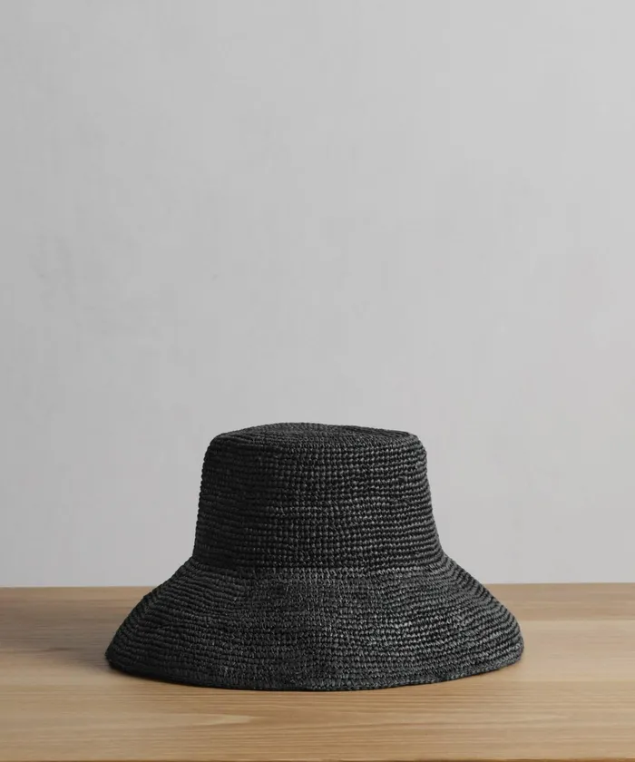 Hats and Beanies Women Jenni Kayne Crochet Raffia Sun Hat Black