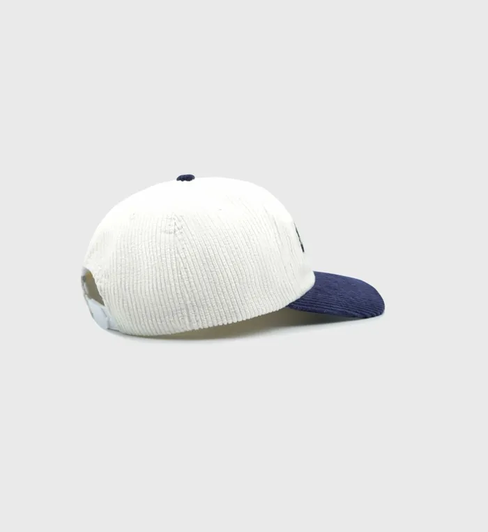 Hats Women Sporty and Rich Team Logo Corduroy Hat 8211 WhiteNavy