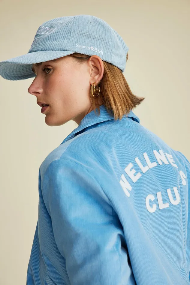 Hats Women Sporty and Rich Wellness Club Corduroy Hat 8211 Baby BlueWhite