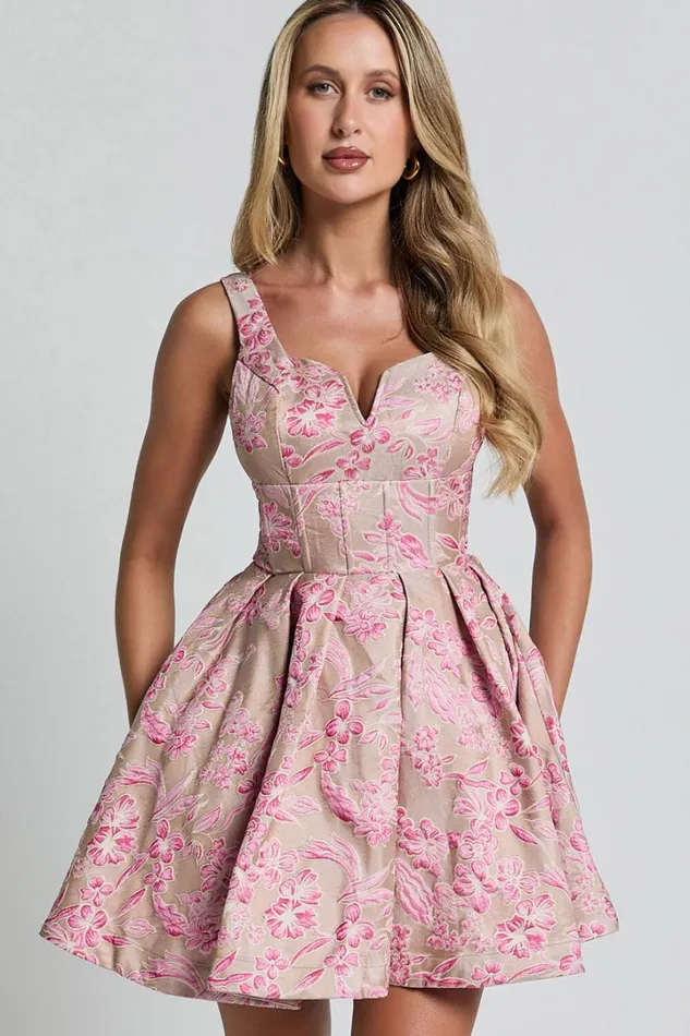 Hayley Mini Dress 8211 Sweetheart Fit And Flare Dress In Pink Women Showpo Dresses