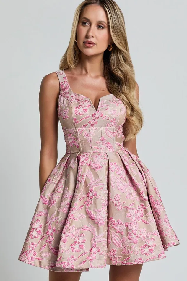 Hayley Mini Dress 8211 Sweetheart Fit And Flare Dress In Pink Women Showpo Dresses