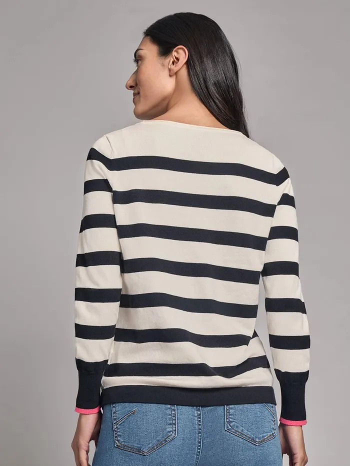Heart Detail Stripe Boat Neck Sweater Women Jones New York Sweaters and Cardigans Heart Detail Stripe Boat Neck Sweater Women Jones New York Sweaters and Cardigans