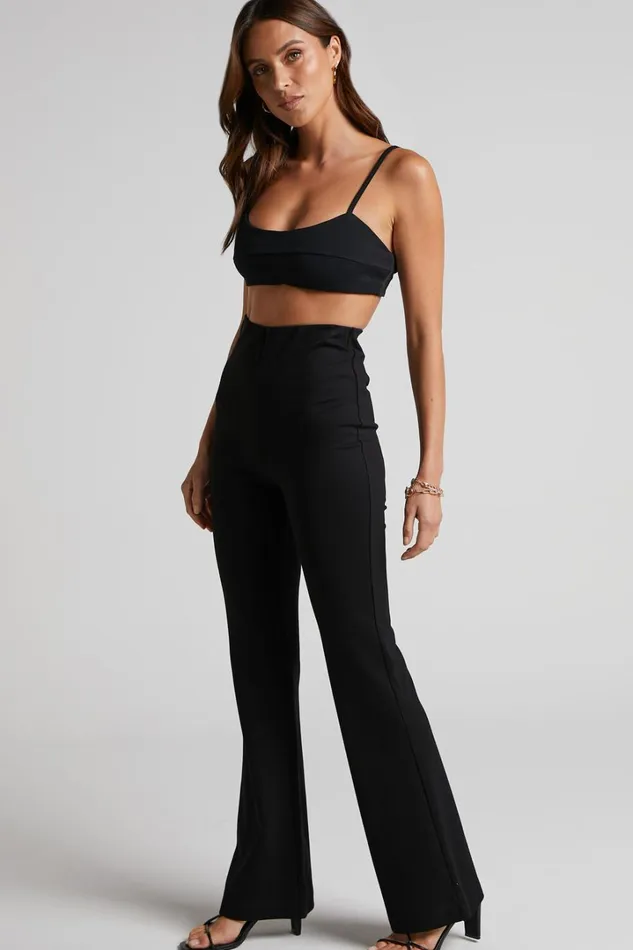 Hermina Pants 8211 High Waisted Ponte Flare Pants In Black Women Showpo Curve Clothes