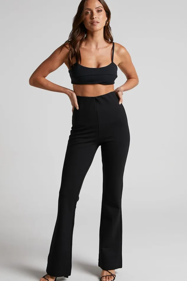 Hermina Pants 8211 High Waisted Ponte Flare Pants In Black Women Showpo Curve Clothes