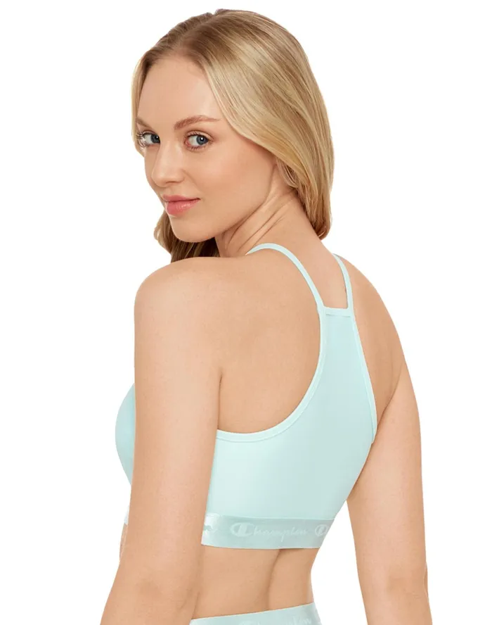 HighNeck Bathing Suit Top Script Logo Band Aqua Women Champion Swimwear