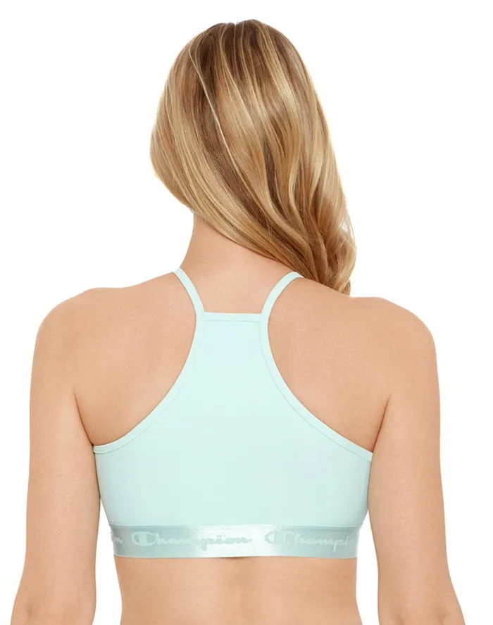HighNeck Bathing Suit Top Script Logo Band Aqua Women Champion Swimwear