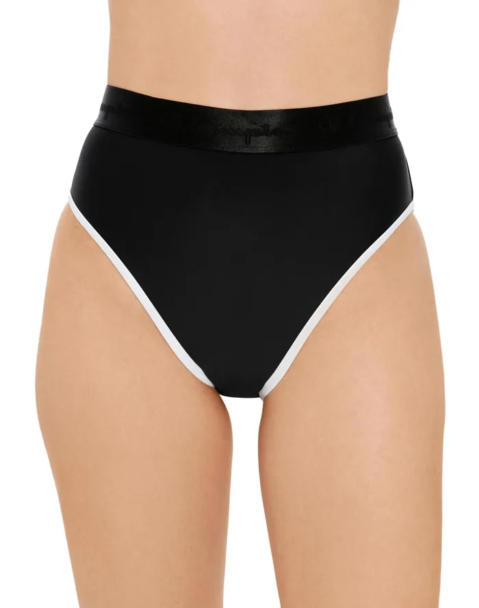 HighWaisted Bathing Suit Bottom Script Logo Black Women Champion Swimwear