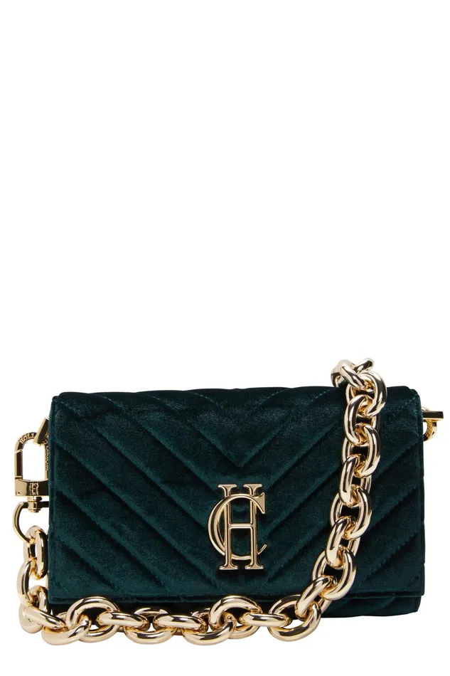 Holland Cooper Bags Women Belgravia Clutch Bag Emerald Velvet