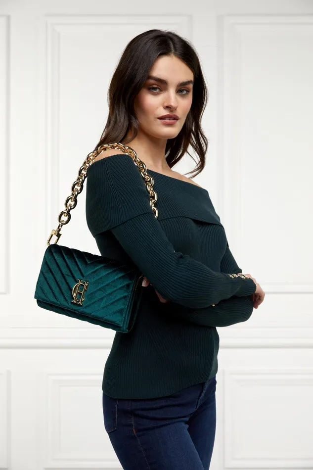 Holland Cooper Bags Women Belgravia Clutch Bag Emerald Velvet Holland Cooper Bags Women Belgravia Clutch Bag Emerald Velvet
