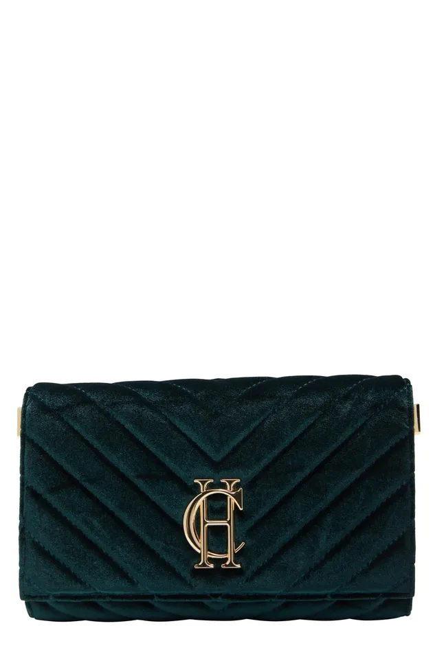 Holland Cooper Bags Women Belgravia Clutch Bag Emerald Velvet Holland Cooper Bags Women Belgravia Clutch Bag Emerald Velvet