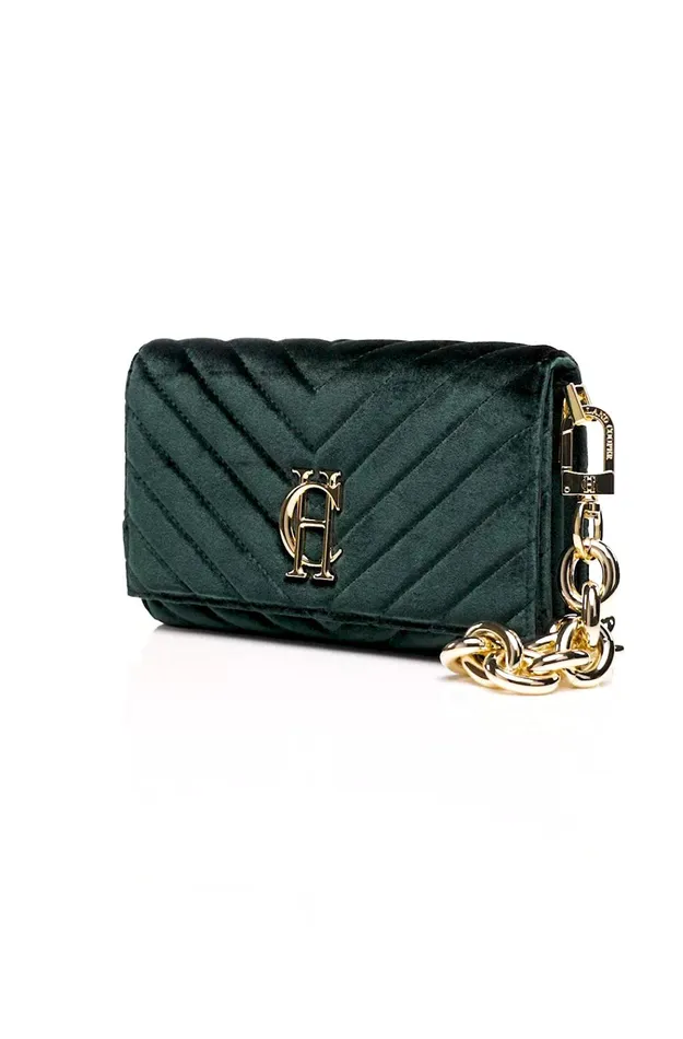 Holland Cooper Bags Women Belgravia Clutch Bag Emerald Velvet Holland Cooper Bags Women Belgravia Clutch Bag Emerald Velvet