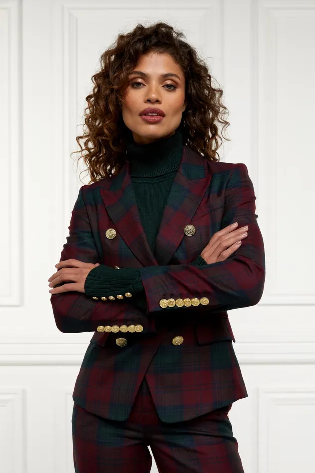 Holland Cooper Blazers Women Knightsbridge Blazer Mulberry Tartan Holland Cooper Blazers Women Knightsbridge Blazer Mulberry Tartan