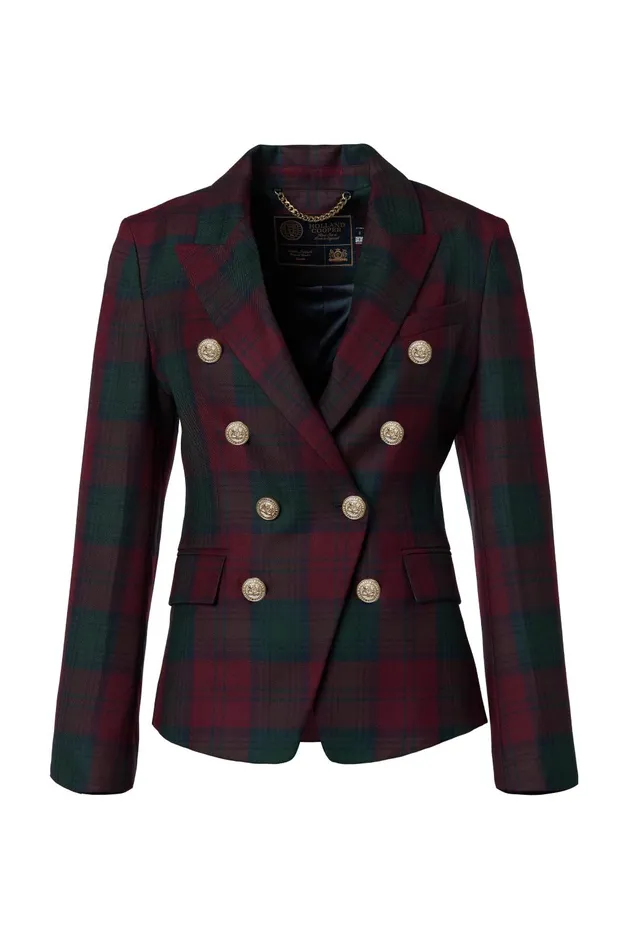 Holland Cooper Blazers Women Knightsbridge Blazer Mulberry Tartan Holland Cooper Blazers Women Knightsbridge Blazer Mulberry Tartan