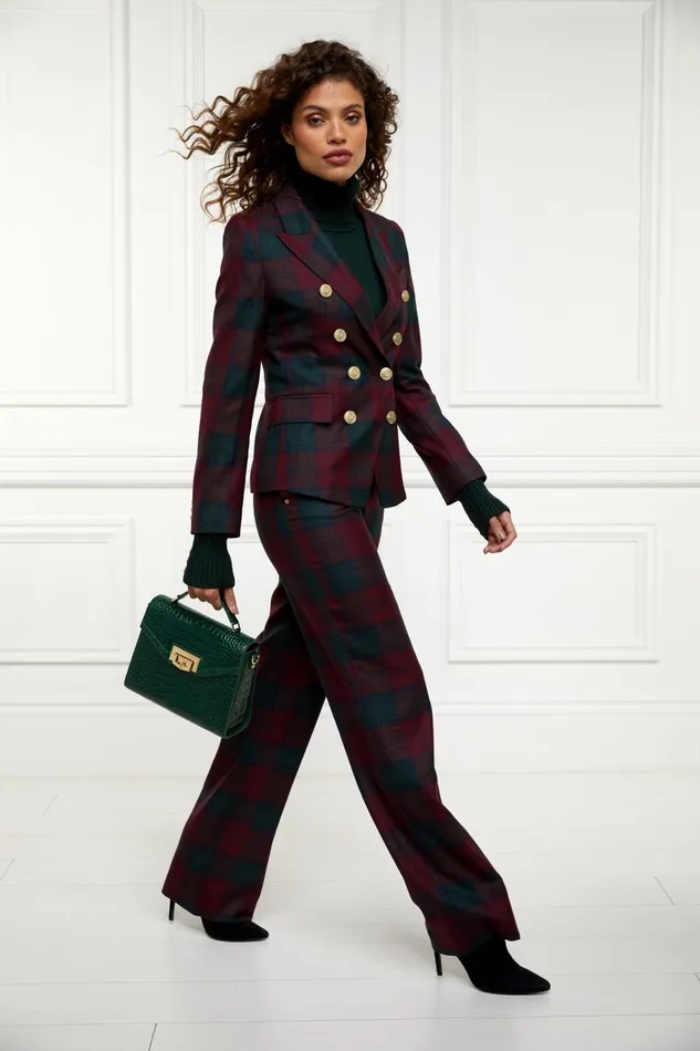 Holland Cooper Blazers Women Knightsbridge Blazer Mulberry Tartan Holland Cooper Blazers Women Knightsbridge Blazer Mulberry Tartan