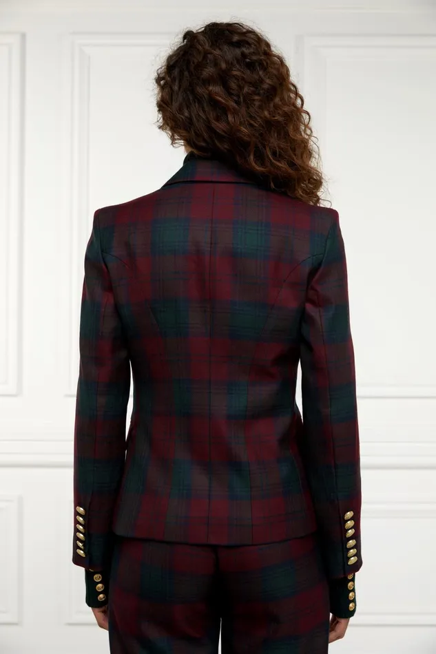 Holland Cooper Blazers Women Knightsbridge Blazer Mulberry Tartan Holland Cooper Blazers Women Knightsbridge Blazer Mulberry Tartan