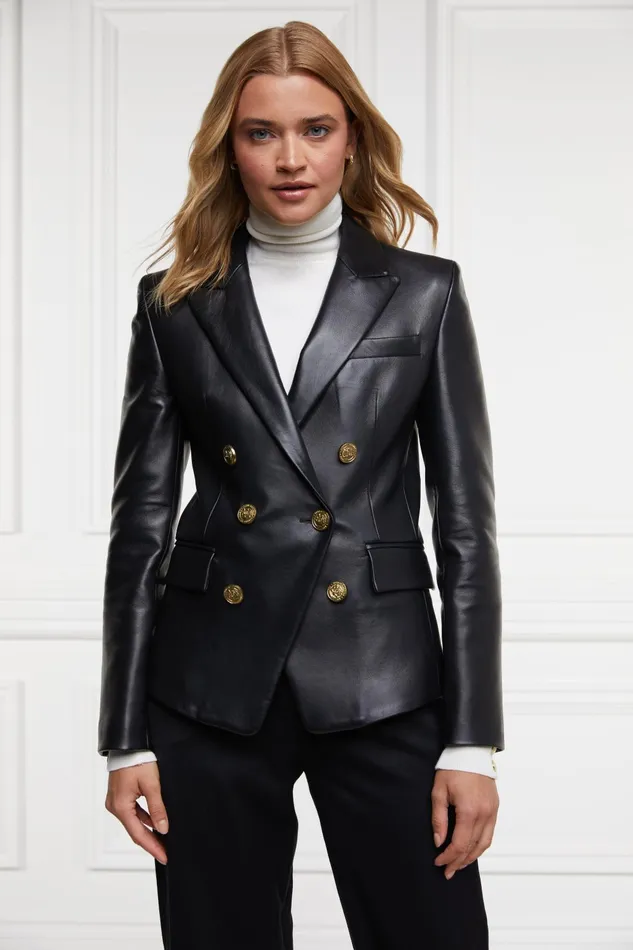 Holland Cooper Blazers Women Knightsbridge Blazer Valencia Leather Black
