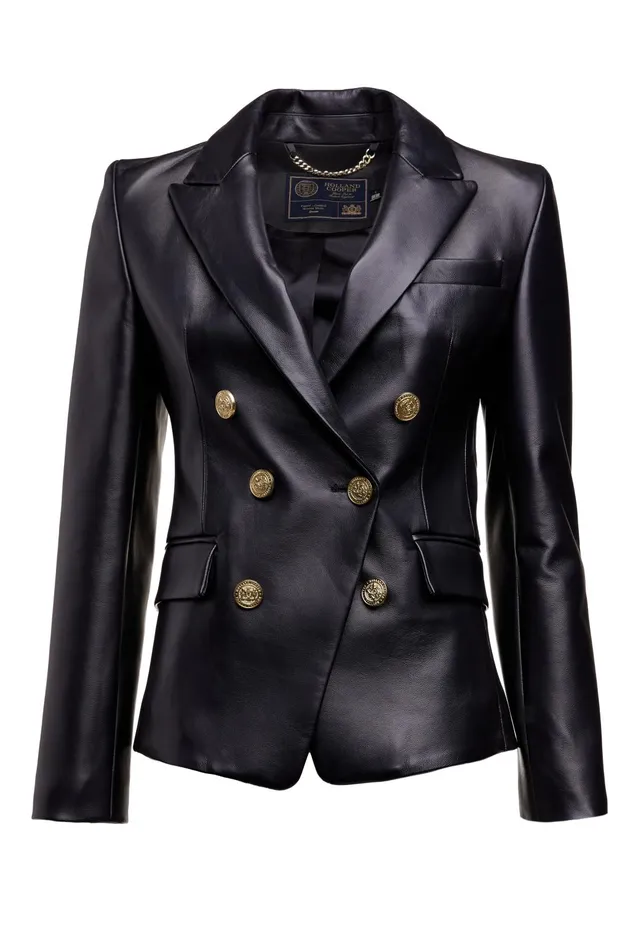 Holland Cooper Blazers Women Knightsbridge Blazer Valencia Leather Black