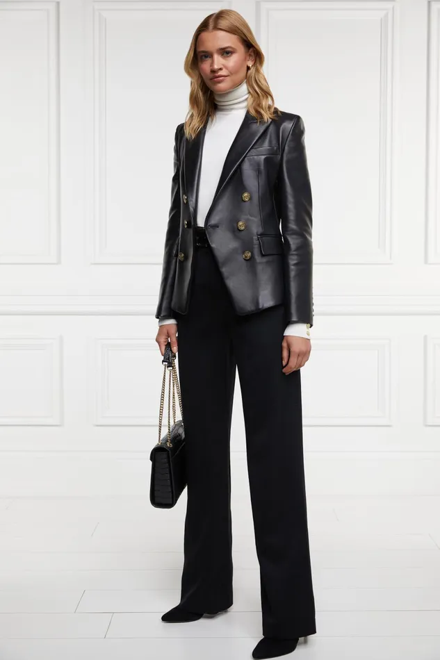 Holland Cooper Blazers Women Knightsbridge Blazer Valencia Leather Black
