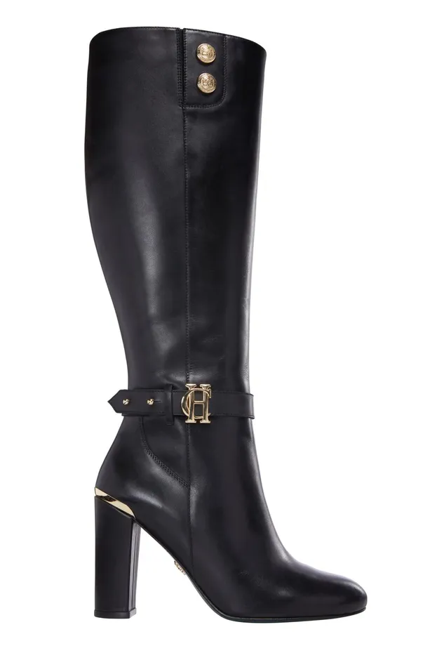 Holland Cooper Boots Women Marlborough Knee Boot Black Leather