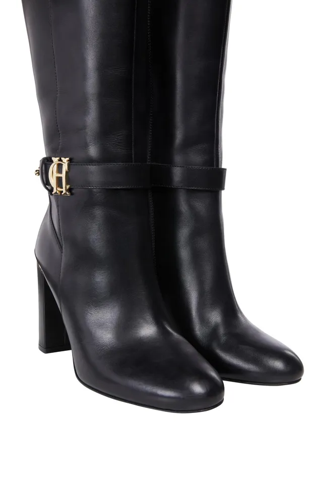 Holland Cooper Boots Women Marlborough Knee Boot Black Leather Holland Cooper Boots Women Marlborough Knee Boot Black Leather