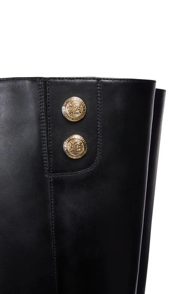 Holland Cooper Boots Women Marlborough Knee Boot Black Leather Holland Cooper Boots Women Marlborough Knee Boot Black Leather