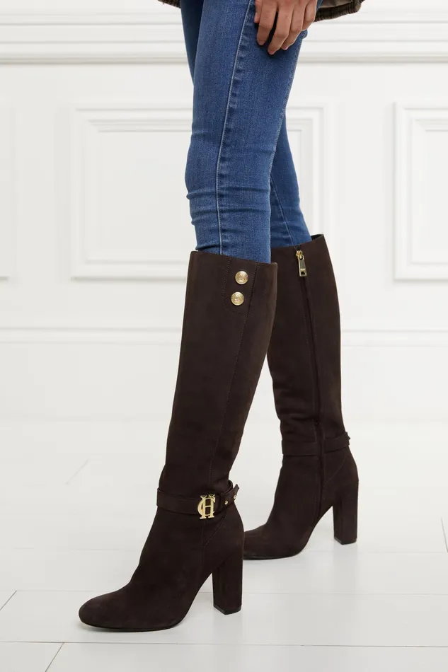 Holland Cooper Boots Women Marlborough Knee Boot Chocolate