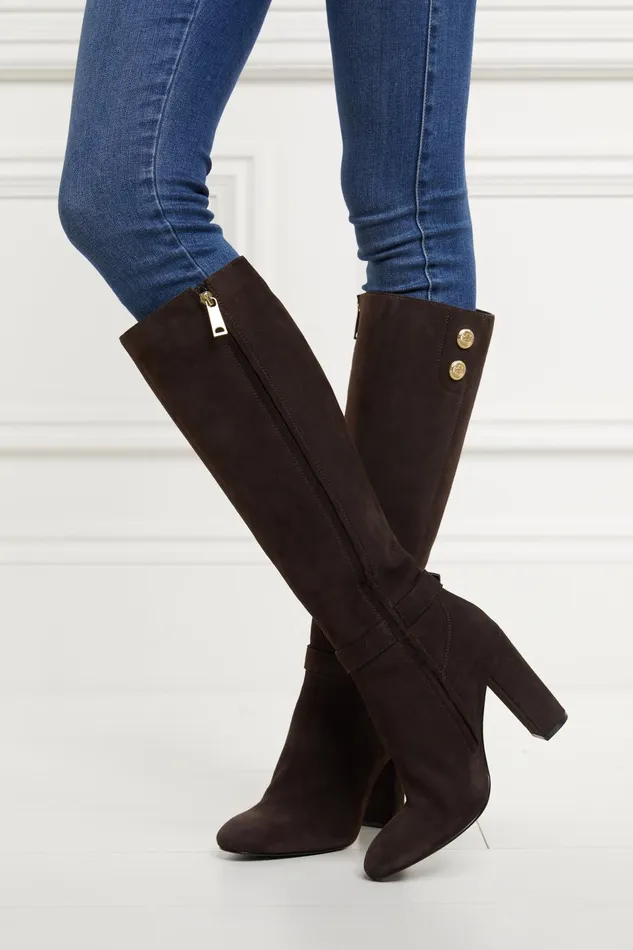 Holland Cooper Boots Women Marlborough Knee Boot Chocolate
