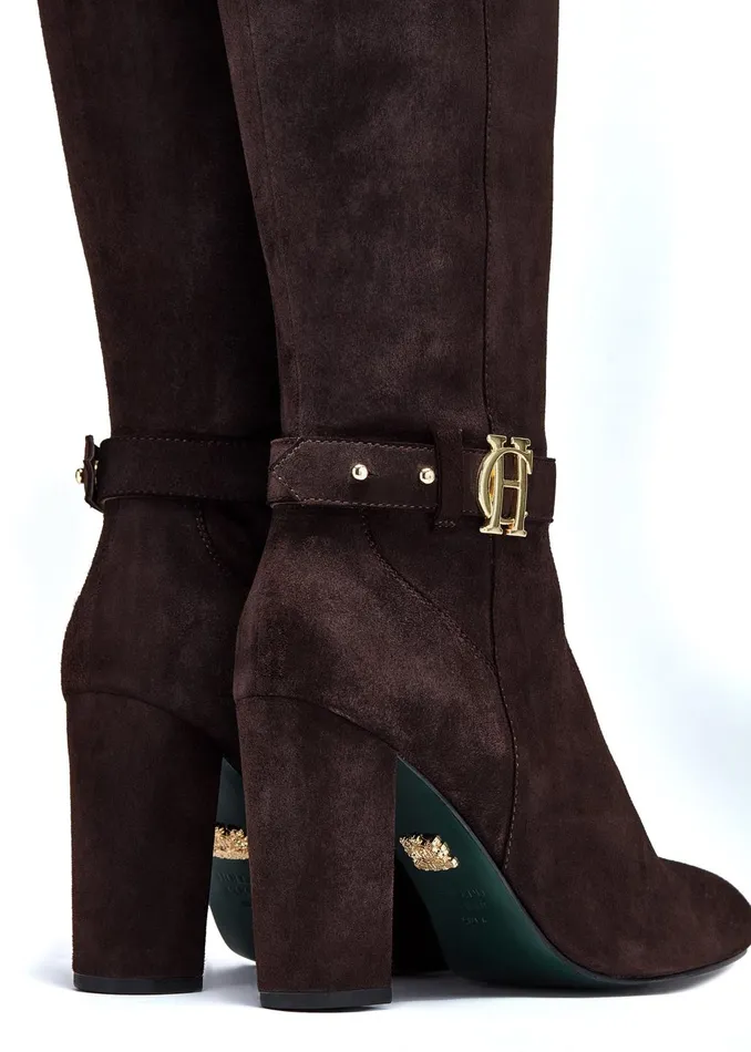 Holland Cooper Boots Women Marlborough Knee Boot Chocolate