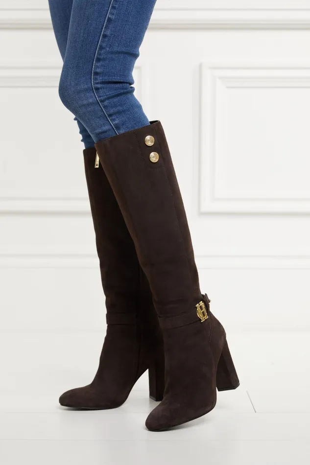 Holland Cooper Boots Women Marlborough Knee Boot Chocolate