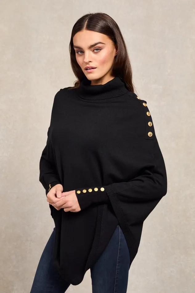 Holland Cooper Capes Women Roll Neck Cape Black