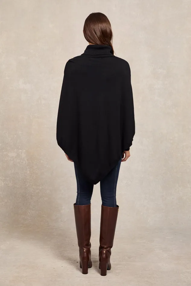 Holland Cooper Capes Women Roll Neck Cape Black Holland Cooper Capes Women Roll Neck Cape Black