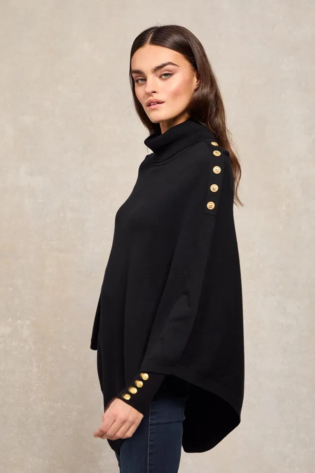 Holland Cooper Capes Women Roll Neck Cape Black Holland Cooper Capes Women Roll Neck Cape Black