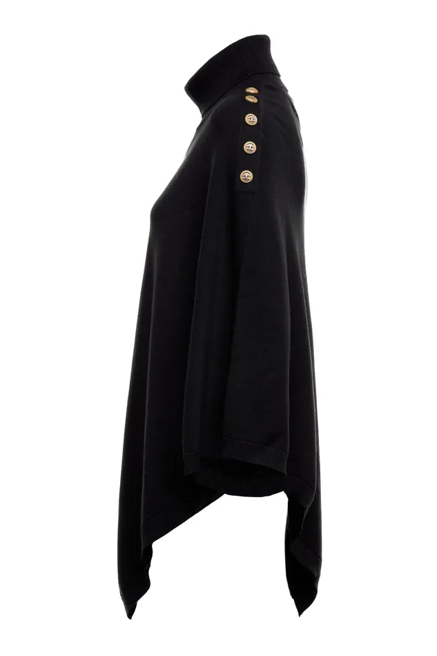 Holland Cooper Capes Women Roll Neck Cape Black Holland Cooper Capes Women Roll Neck Cape Black