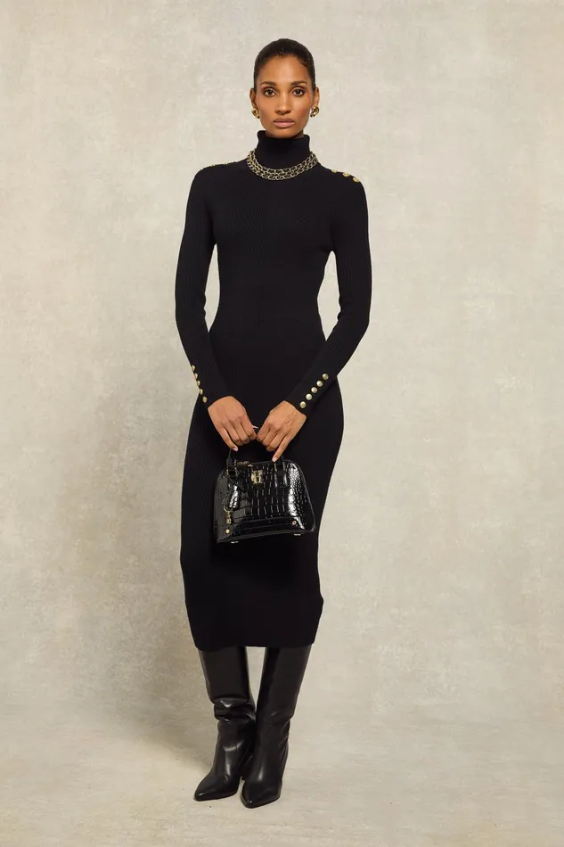 Holland Cooper Dresses Women Kensington Midi Jumper Dress Black Holland Cooper Dresses Women Kensington Midi Jumper Dress Black