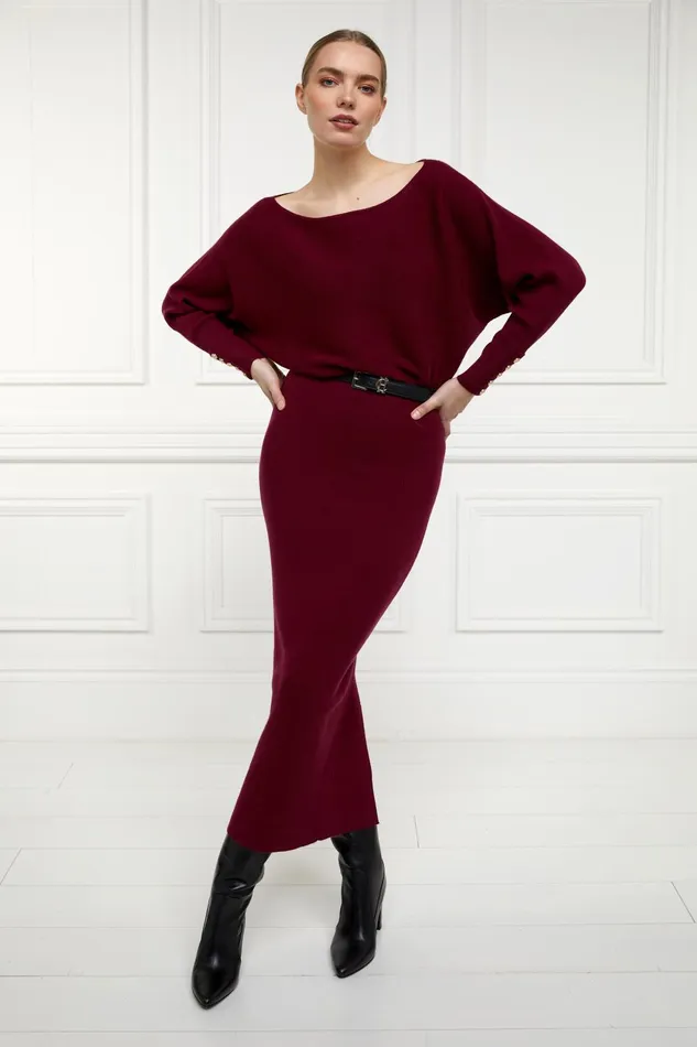 Holland Cooper Dresses Women Leyla Knitted Dress Wine