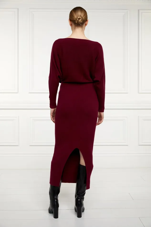Holland Cooper Dresses Women Leyla Knitted Dress Wine Holland Cooper Dresses Women Leyla Knitted Dress Wine