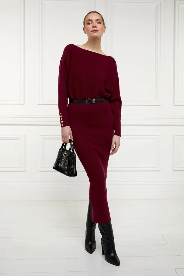 Holland Cooper Dresses Women Leyla Knitted Dress Wine Holland Cooper Dresses Women Leyla Knitted Dress Wine
